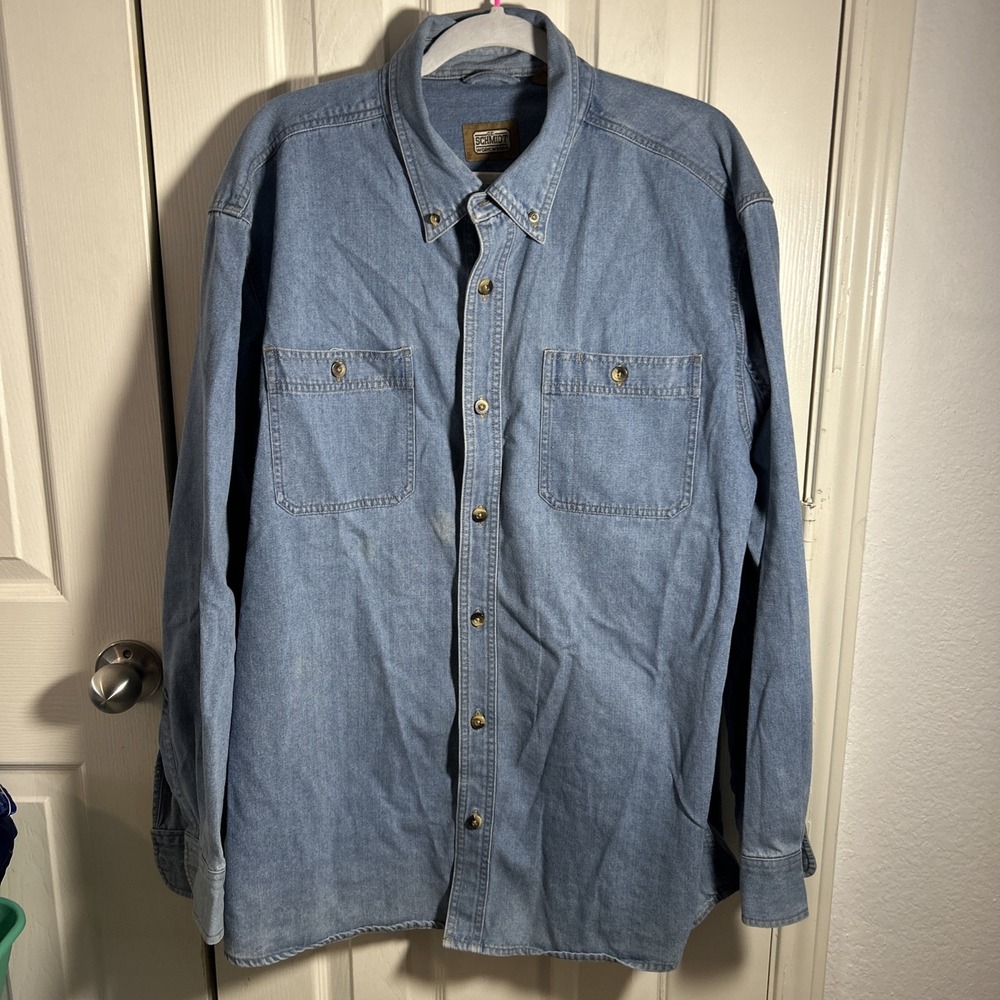C E Schmidt Workwear Long Sleeve Denim Button Up Size XLT